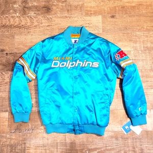 NWT Deadstock Starter Re-Issue Retro Miami Dolphins Jacket Aqua Orange Size XL